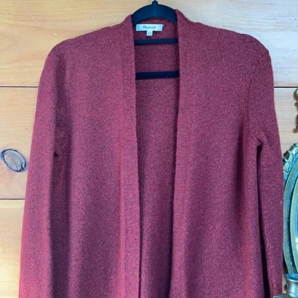 Madewell Red Merino Wool Alpaca Blend  Open Front With Pockets Cardigan Size XXS - Picture 8 of 8